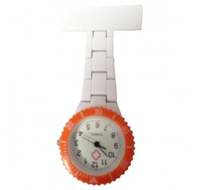 Montre Swatch Infirmière Blanche cadre Orange